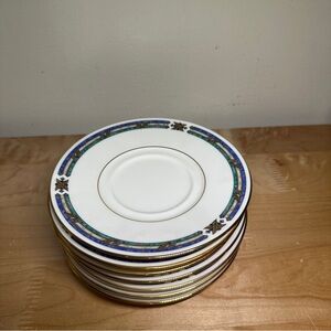 Set of 7 Noritake New Lineage Shelton 4739 Bone China Saucers 6.25”
